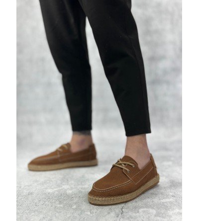 BA0358 BOA Doğal Deri Tozu Bağcıklı Kauçuk El Yapımı Espadril Taban Taba Renk Erkek Ayakkabı BA0358 BOA Doğal Deri Tozu Bağcıklı Kauçuk El Yapımı Espadril Taban Taba Renk Erkek Ayakkabı