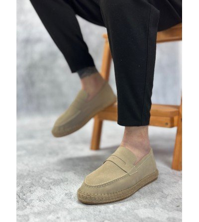 BA0359 BOA Doğal Deri Tozu Bağcıksız Kauçuk El Yapımı Espadril Taban Krem Renk Erkek Ayakkabı BA0359 BOA Doğal Deri Tozu Bağcıksız Kauçuk El Yapımı Espadril Taban Krem Renk Erkek Ayakkabı