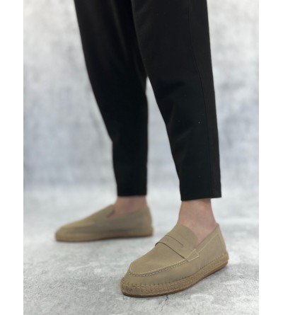 BA0359 BOA Doğal Deri Tozu Bağcıksız Kauçuk El Yapımı Espadril Taban Krem Renk Erkek Ayakkabı BA0359 BOA Doğal Deri Tozu Bağcıksız Kauçuk El Yapımı Espadril Taban Krem Renk Erkek Ayakkabı