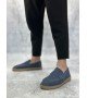 BA0359 BOA Doğal Deri Tozu Bağcıksız Kauçuk El Yapımı Espadril Taban Mavi Renk Erkek Ayakkabı BA0359 BOA Doğal Deri Tozu Bağcıksız Kauçuk El Yapımı Espadril Taban Mavi Renk Erkek Ayakkabı