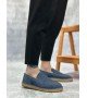BA0359 BOA Doğal Deri Tozu Bağcıksız Kauçuk El Yapımı Espadril Taban Mavi Renk Erkek Ayakkabı BA0359 BOA Doğal Deri Tozu Bağcıksız Kauçuk El Yapımı Espadril Taban Mavi Renk Erkek Ayakkabı