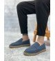 BA0359 BOA Doğal Deri Tozu Bağcıksız Kauçuk El Yapımı Espadril Taban Mavi Renk Erkek Ayakkabı BA0359 BOA Doğal Deri Tozu Bağcıksız Kauçuk El Yapımı Espadril Taban Mavi Renk Erkek Ayakkabı