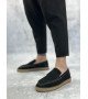 BA0359 BOA Doğal Deri Tozu Bağcıksız Kauçuk El Yapımı Espadril Taban Siyah Renk Erkek Ayakkabı BA0359 BOA Doğal Deri Tozu Bağcıksız Kauçuk El Yapımı Espadril Taban Siyah Renk Erkek Ayakkabı