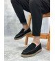 BA0359 BOA Doğal Deri Tozu Bağcıksız Kauçuk El Yapımı Espadril Taban Siyah Renk Erkek Ayakkabı BA0359 BOA Doğal Deri Tozu Bağcıksız Kauçuk El Yapımı Espadril Taban Siyah Renk Erkek Ayakkabı