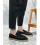 BA0359 BOA Doğal Deri Tozu Bağcıksız Kauçuk El Yapımı Espadril Taban Siyah Renk Erkek Ayakkabı BA0359 BOA Doğal Deri Tozu Bağcıksız Kauçuk El Yapımı Espadril Taban Siyah Renk Erkek Ayakkabı