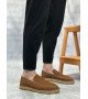 BA0359 BOA Doğal Deri Tozu Bağcıksız Kauçuk El Yapımı Espadril Taban Taba Renk Erkek Ayakkabı BA0359 BOA Doğal Deri Tozu Bağcıksız Kauçuk El Yapımı Espadril Taban Taba Renk Erkek Ayakkabı
