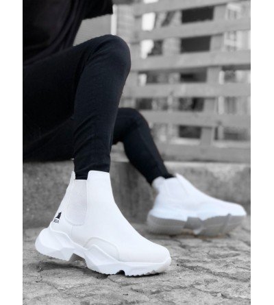 BA0444 Bağcıksız Rahat Yüksek Taban Beyaz Erkek Spor Yarım Bilek Bot BA0444 Bağcıksız Rahat Yüksek Taban Beyaz Erkek Spor Yarım Bilek Bot