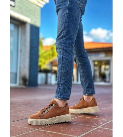 BA0505 Çengel Bağcıklı Taba Renk Yüksek Tabanlı Günlük Ayakkabı BA0505 Çengel Bağcıklı Taba Renk Yüksek Tabanlı Günlük Ayakkabı