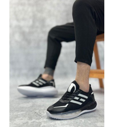 BA0650 Tarz Sneakers Yüksek Taban Siyah Beyaz Spor Ayakkabısı BA0650 Tarz Sneakers Yüksek Taban Siyah Beyaz Spor Ayakkabısı