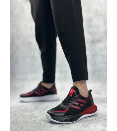 BA0650 Tarz Sneakers Yüksek Taban Siyah Kırmızı Spor Ayakkabısı BA0650 Tarz Sneakers Yüksek Taban Siyah Kırmızı Spor Ayakkabısı