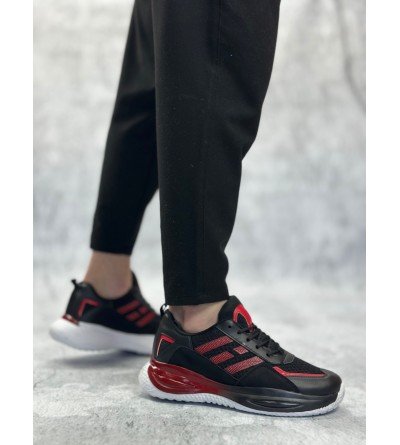 BA0650 Tarz Sneakers Yüksek Taban Siyah Kırmızı Spor Ayakkabısı BA0650 Tarz Sneakers Yüksek Taban Siyah Kırmızı Spor Ayakkabısı