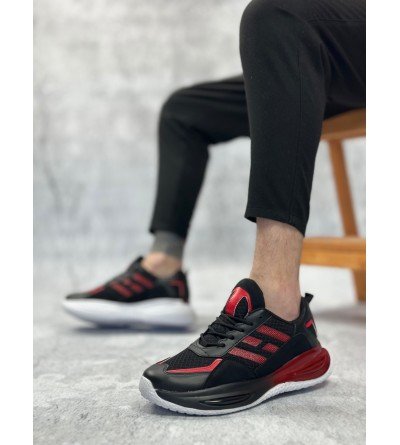 BA0650 Tarz Sneakers Yüksek Taban Siyah Kırmızı Spor Ayakkabısı BA0650 Tarz Sneakers Yüksek Taban Siyah Kırmızı Spor Ayakkabısı