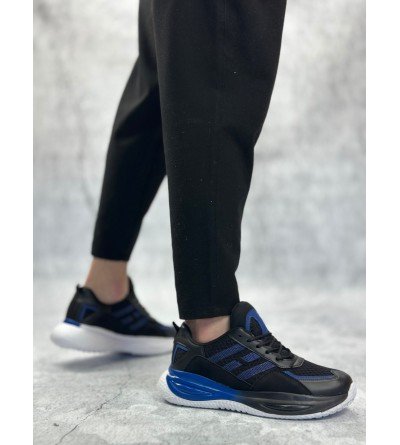 BA0650 Tarz Sneakers Yüksek Taban Siyah Mavi Spor Ayakkabısı BA0650 Tarz Sneakers Yüksek Taban Siyah Mavi Spor Ayakkabısı