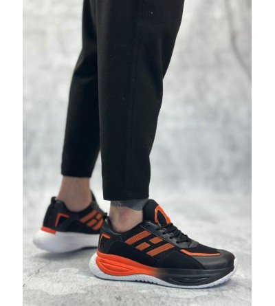 BA0650 Tarz Sneakers Yüksek Taban Siyah Turuncu Spor Ayakkabısı BA0650 Tarz Sneakers Yüksek Taban Siyah Turuncu Spor Ayakkabısı