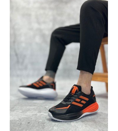 BA0650 Tarz Sneakers Yüksek Taban Siyah Turuncu Spor Ayakkabısı BA0650 Tarz Sneakers Yüksek Taban Siyah Turuncu Spor Ayakkabısı
