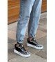 BA0802 BOA Gotik Desenli Siyah Beyaz Yüksek Taban Erkek Günlük Ayakkabı BA0802 BOA Gotik Desenli Siyah Beyaz Yüksek Taban Erkek Günlük Ayakkabı
