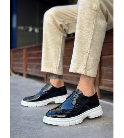 BA0237 Bağcıklı Rugan Klasik Yüksek Taban Siyah Casual Erkek Ayakkabı BA0237 Bağcıklı Rugan Klasik Yüksek Taban Siyah Casual Erkek Ayakkabı