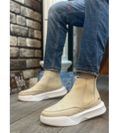BA0150 Bağcıksız Erkek Krem Süet Yüksek Taban Spor Bot BA0150 Bağcıksız Erkek Krem Süet Yüksek Taban Spor Bot