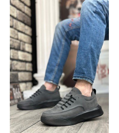 BA0332 Merdiven Desen Bağcıklı Erkek Yüksek Taban Füme Cilt Spor Ayakkabı BA0332 Merdiven Desen Bağcıklı Erkek Yüksek Taban Füme Cilt Spor Ayakkabı