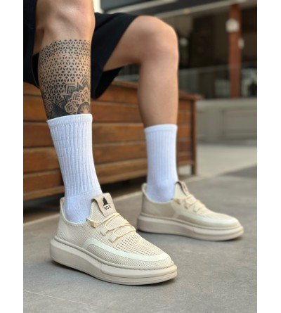BA0375 Özel Örme Triko Tarz Krem Renk Spor Ayakkabı BA0375 Özel Örme Triko Tarz Krem Renk Spor Ayakkabı