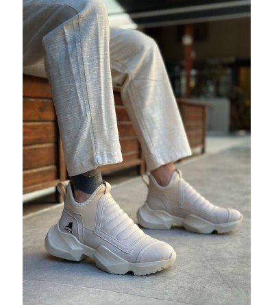 BA0401 Bağcıksız Rahat Yüksek Taban Krem Erkek Spor Yarım Bilek Bot BA0401 Bağcıksız Rahat Yüksek Taban Krem Erkek Spor Yarım Bilek Bot