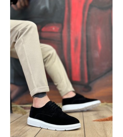 BA0003 Bağcıklı Klasik Spor Süet Siyah Beyaz Yüksek Taban Casual Erkek Ayakkabı BA0003 Bağcıklı Klasik Spor Süet Siyah Beyaz Yüksek Taban Casual Erkek Ayakkabı