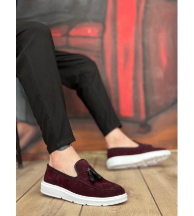 BA0005 Bağcıksız Yüksek Taban Bordo Süet Klasik Püsküllü Corcik Erkek Ayakkabı BA0005 Bağcıksız Yüksek Taban Bordo Süet Klasik Püsküllü Corcik Erkek Ayakkabı