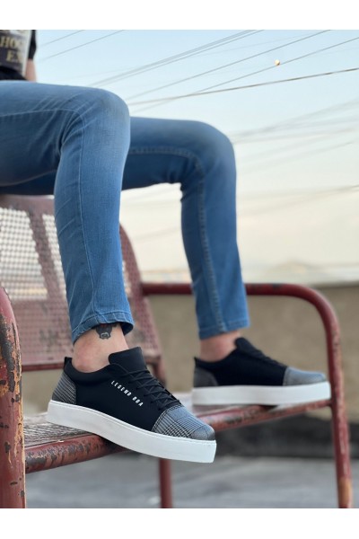 BA0104 Bağcıklı Siyah Ekose Süet Beyaz Taban Spor Klasik Erkek Ayakkabı BA0104 Bağcıklı Siyah Ekose Süet Beyaz Taban Spor Klasik Erkek Ayakkabı