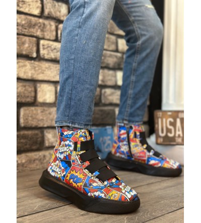 BA0142 Bantlı Erkek Yüksek Taban Popart Model Spor Bot BA0142 Bantlı Erkek Yüksek Taban Popart Model Spor Bot