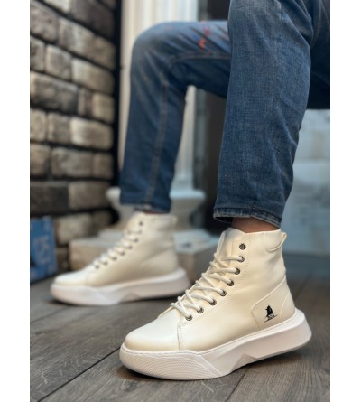 BA0155 Bağcıklı Erkek Yüksek Taban Beyaz Spor Bot BA0155 Bağcıklı Erkek Yüksek Taban Beyaz Spor Bot