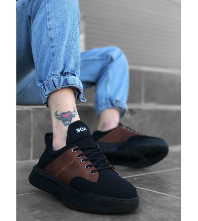 BA0163 Bağcıklı Erkek Yüksek Taban Siyah Taba Spor Ayakkabı BA0163 Bağcıklı Erkek Yüksek Taban Siyah Taba Spor Ayakkabı