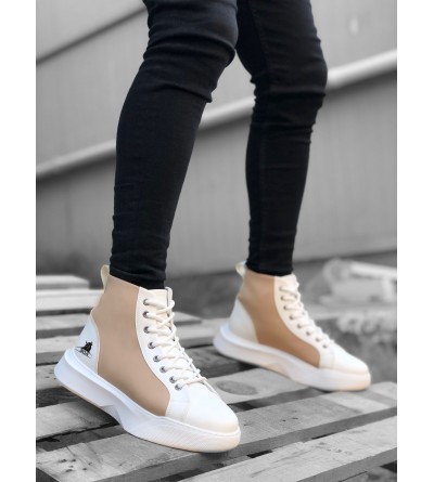 BA0256 Bağcıklı Erkek Yüksek Taban Beyaz Krem Taban Spor Bot BA0256 Bağcıklı Erkek Yüksek Taban Beyaz Krem Taban Spor Bot