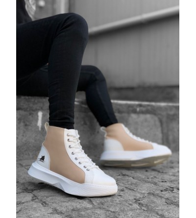 BA0256 Bağcıklı Erkek Yüksek Taban Beyaz Krem Taban Spor Bot BA0256 Bağcıklı Erkek Yüksek Taban Beyaz Krem Taban Spor Bot