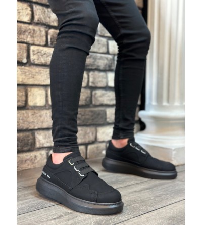 BA0302 Boa Kalın Taban Bağcıksız Tarz Casual Siyah Siyah Erkek Ayakkabı BA0302 Boa Kalın Taban Bağcıksız Tarz Casual Siyah Siyah Erkek Ayakkabı
