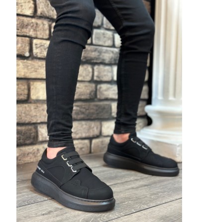 BA0302 Boa Kalın Taban Bağcıksız Tarz Casual Siyah Siyah Erkek Ayakkabı BA0302 Boa Kalın Taban Bağcıksız Tarz Casual Siyah Siyah Erkek Ayakkabı
