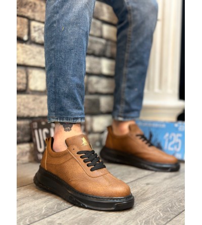 BA0327 BOA Taba Siyah Kalın Yüksek Taban Bağcıklı Spor Erkek Ayakkabı BA0327 BOA Taba Siyah Kalın Yüksek Taban Bağcıklı Spor Erkek Ayakkabı