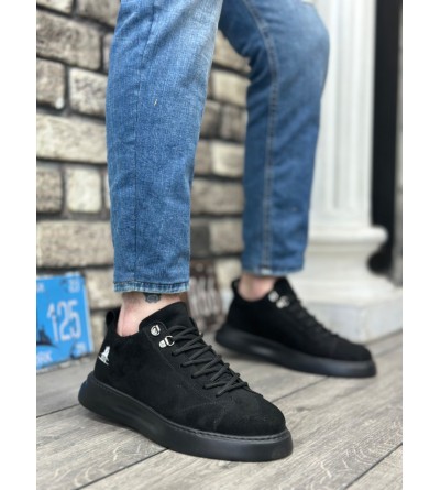 BA0331 Bağcıklı Erkek Yüksek Taban Siyah Süet Siyah Taban Spor Ayakkabı BA0331 Bağcıklı Erkek Yüksek Taban Siyah Süet Siyah Taban Spor Ayakkabı