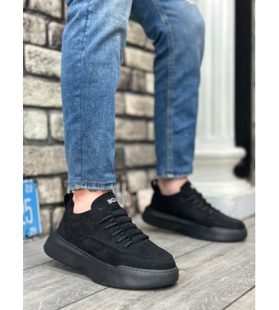 BA0332 Merdiven Desen Bağcıklı Erkek Yüksek Taban Siyah Süet Siyah Taban Spor Ayakkabı BA0332 Merdiven Desen Bağcıklı Erkek Yüksek Taban Siyah Süet Siyah Taban Spor Ayakkabı