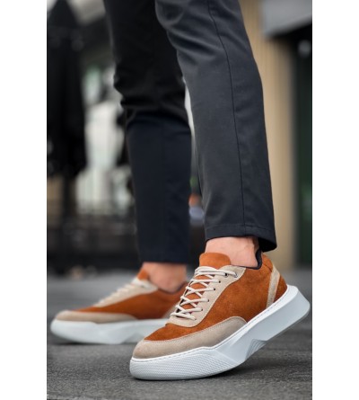 BA0354 Günlük Bağcıklı Erkek Yüksek Taban Krem Detaylı Taba Süet Spor Ayakkabı BA0354 Günlük Bağcıklı Erkek Yüksek Taban Krem Detaylı Taba Süet Spor Ayakkabı