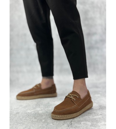 BA0358 BOA Doğal Deri Tozu Bağcıklı Kauçuk El Yapımı Espadril Taban Taba Renk Erkek Ayakkabı BA0358 BOA Doğal Deri Tozu Bağcıklı Kauçuk El Yapımı Espadril Taban Taba Renk Erkek Ayakkabı