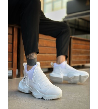 BA0401 Bağcıksız Rahat Kalın Taban Beyaz Erkek Spor Yarım Bilek Bot BA0401 Bağcıksız Rahat Kalın Taban Beyaz Erkek Spor Yarım Bilek Bot