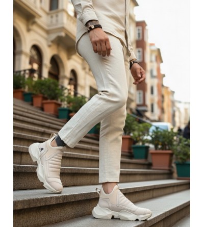 BA0401 Bağcıksız Rahat Yüksek Taban Krem Erkek Spor Yarım Bilek Bot BA0401 Bağcıksız Rahat Yüksek Taban Krem Erkek Spor Yarım Bilek Bot