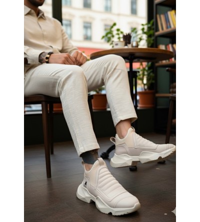 BA0401 Bağcıksız Rahat Yüksek Taban Krem Erkek Spor Yarım Bilek Bot BA0401 Bağcıksız Rahat Yüksek Taban Krem Erkek Spor Yarım Bilek Bot