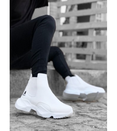 BA0444 Bağcıksız Rahat Yüksek Taban Beyaz Erkek Spor Yarım Bilek Bot BA0444 Bağcıksız Rahat Yüksek Taban Beyaz Erkek Spor Yarım Bilek Bot