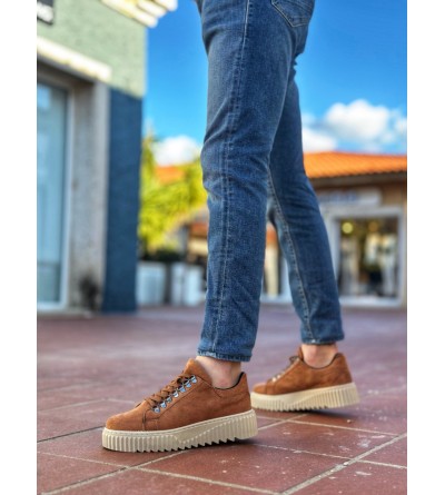 BA0505 Çengel Bağcıklı Taba Renk Yüksek Tabanlı Günlük Ayakkabı BA0505 Çengel Bağcıklı Taba Renk Yüksek Tabanlı Günlük Ayakkabı